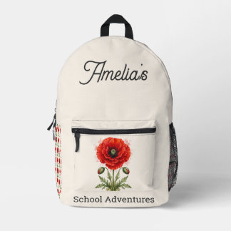Sac À Dos Imprimé Pivoine rouge aquarelle élégante monogramme symétr
