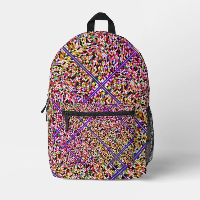 Sac À Dos Imprimé Pixel Art Multicolor rose (Recto)