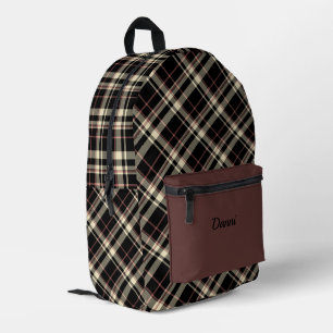 Sac À Dos Imprimé Plaid noir rose et crème