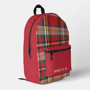 Sac À Dos Imprimé Plaid Rustic Preppy Red Personnalisé