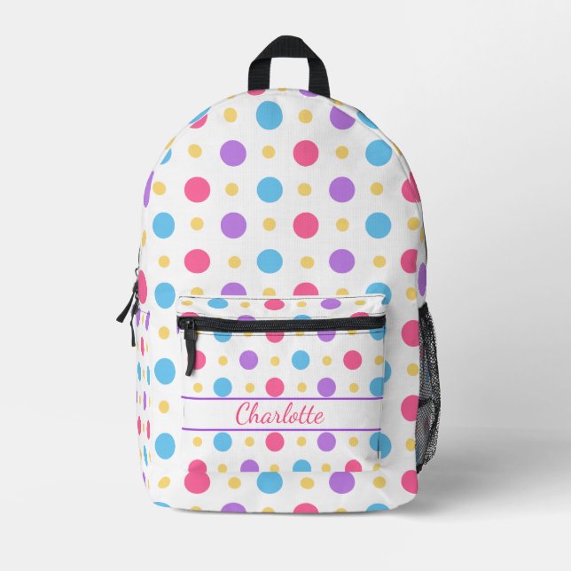 Sac À Dos Imprimé Plaisant Polka Dot rose violet bleu (Recto)