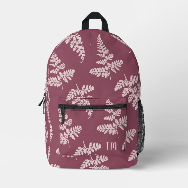 Sac À Dos Imprimé Plutôt Rose Nature Motif Monogrammes Initiales (Recto)