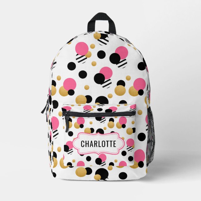 Sac À Dos Imprimé Point Polka Retro Personnalisé (Recto)