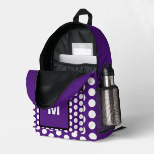 Sac À Dos Imprimé Pois blancs violets monogrammes