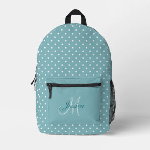 Sac À Dos Imprimé Pois bleu et blanc turquoise - Personnalisé