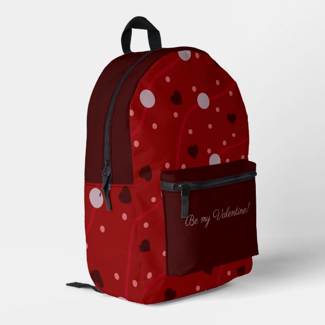 Sac À Dos Imprimé Pois et coeurs rouges et bourguignons Saint-Valent (Coin arrière gauche)