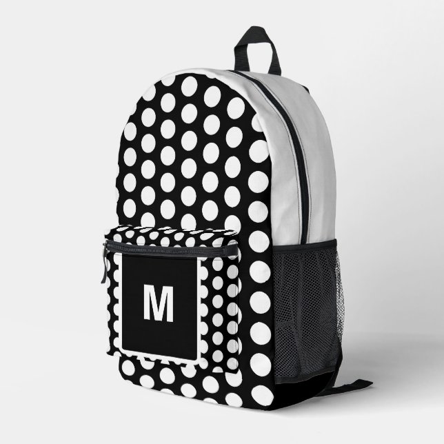 Sac À Dos Imprimé Pois noir Monogramme (Coin arrière droit)