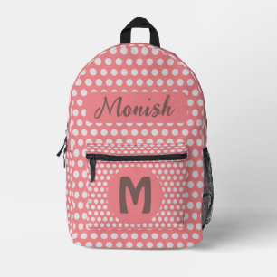 Sac À Dos Imprimé Pois rose Design Nom personnalisé Initiale