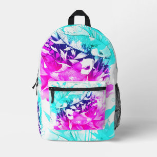 Sac À Dos Imprimé Poisson Koi en rose et bleu