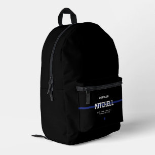 Sac À Dos Imprimé Policier personnalisé Ligne Bleue Mince