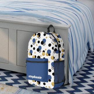 Sac À Dos Imprimé Polka Retro personnalisé bleu point