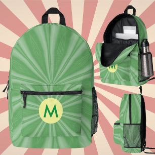 Sac À Dos Imprimé Pomme Vert Sunburst Monogrammé Cercle Jaune