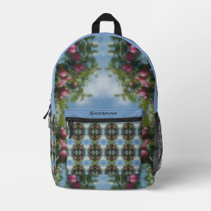 Sac À Dos Imprimé Pommes Rouges Sur Peinture D'Arbre Personnalisé