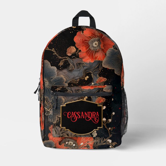 Sac À Dos Imprimé Poppies célestes personnalisées (Recto)