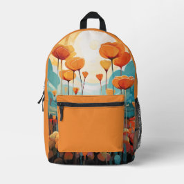 Sac À Dos Imprimé Poppies sunrise orange nom personnalisé