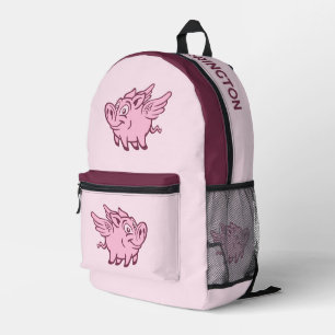 Sac À Dos Imprimé Porcs volants de nom personnalisé