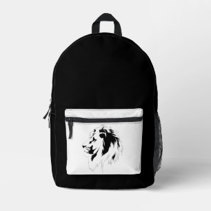 Sac À Dos Imprimé Portrait de lion (noir)