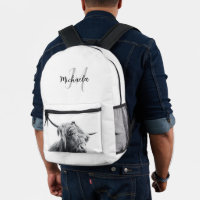 Portrait de vache Highland premier monogramme noir