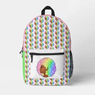 Sac À Dos Imprimé Portrait Pastel Arc-en-Ciel Afro Rétro Groovy Fris