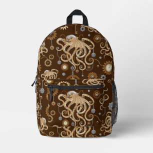Sac À Dos Imprimé Poulpe Steampunk Rétro Fantastique Mécanique