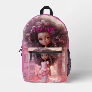 Sac À Dos Imprimé Poupée noire personnalisée