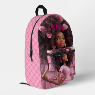 Sac À Dos Imprimé Poupée noire personnalisée à carreaux