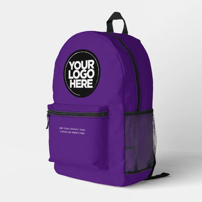 Sac À Dos Imprimé Pourpre | Logo et texte personnalisés (Coin arrière droit)
