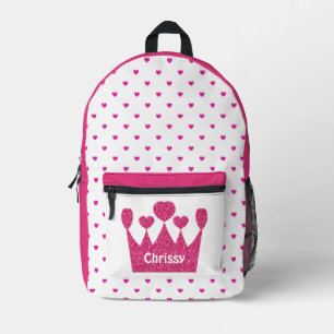 Sac À Dos Imprimé Princesse rose couronne personnalisée