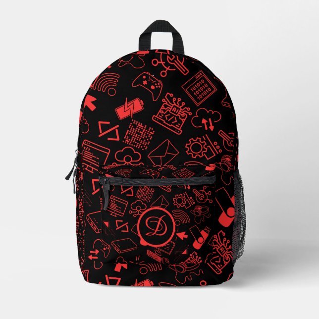 Sac À Dos Imprimé programmeur informaticien codage technologie rouge (Recto)