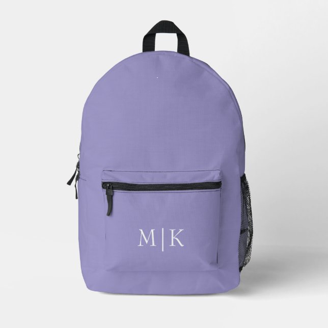 Sac À Dos Imprimé Purple and White | Modern Monogram (Recto)