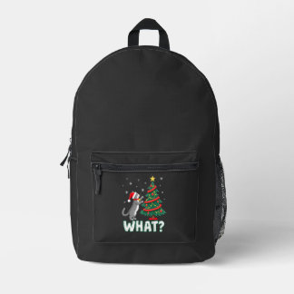 Sac À Dos Imprimé Quel chat drôle poussant l'arbre de Noël sur le ch