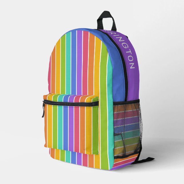 Sac À Dos Imprimé Rainbow Colours nom personnalisé (Coin arrière droit)