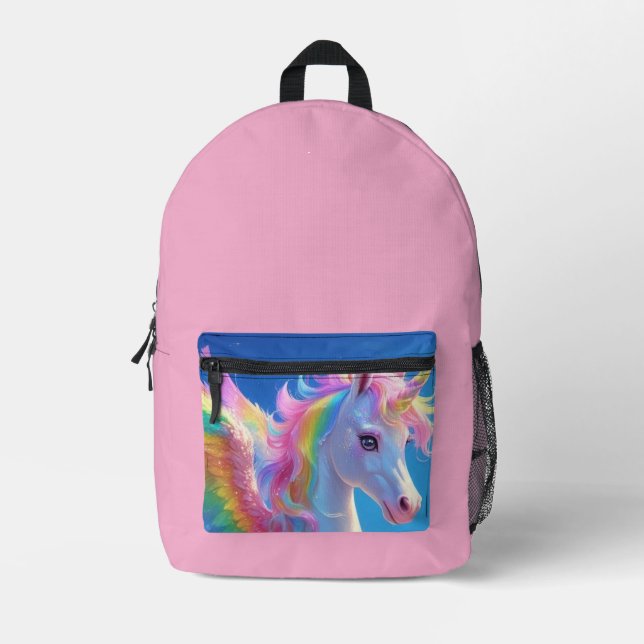 Sac À Dos Imprimé Rainbow Winged Prancing Unicorn  (Recto)