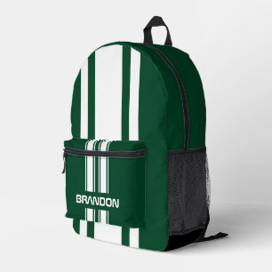 Sac À Dos Imprimé Rayure de course personnalisée verte et blanche an