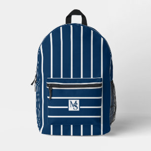 Sac À Dos Imprimé Rayures Classiques Bleu Et Blanc