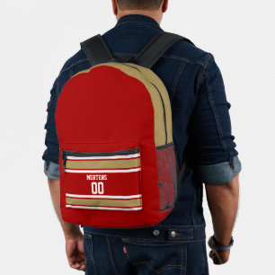 Sac À Dos Imprimé Red Gold White Sports Strisey Nom de l'équipe
