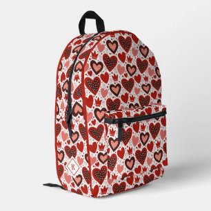 Sac À Dos Imprimé Red Valentine coeur et couronne motif
