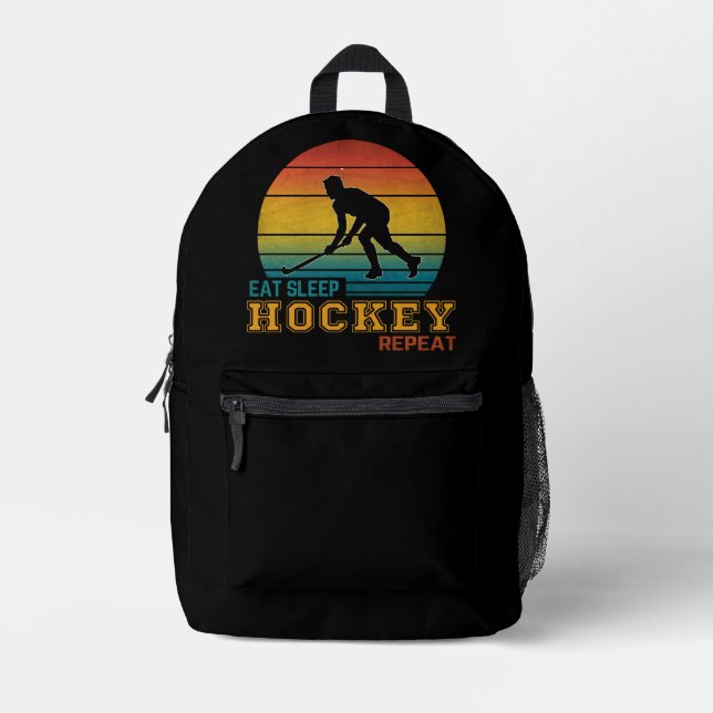 Sac À Dos Imprimé Répéter le hockey du sommeil (Recto)