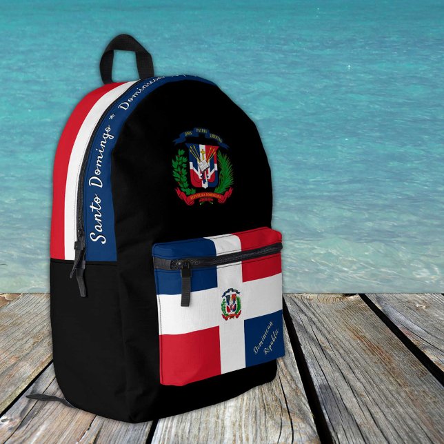 Sac À Dos Imprimé République Dominicaine Drapeau, patriote noir (Créateur téléchargé)