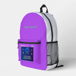 Sac À Dos Imprimé Résidence de codage drôle, Hacker néon rétro synth