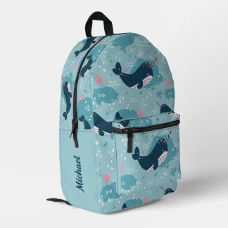 Sac À Dos Imprimé Retour À L'École - Cute Narwhal Personnalisé