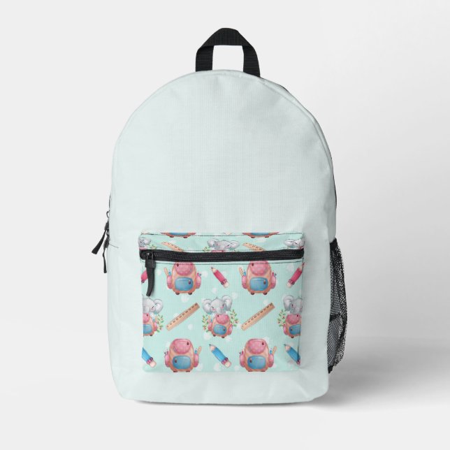 Sac À Dos Imprimé Retour à l'école Motif éléphant (Recto)
