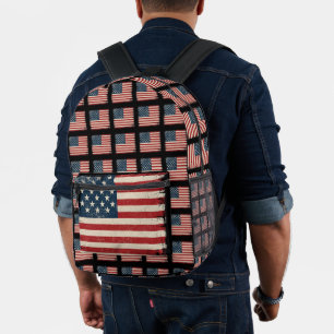 Sac À Dos Imprimé Rétro 4 juillet Damier Étoiles et Bandes Patriotiq