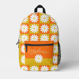 Sac À Dos Imprimé Retro Daisy Nom personnalisé Super Checkerboard