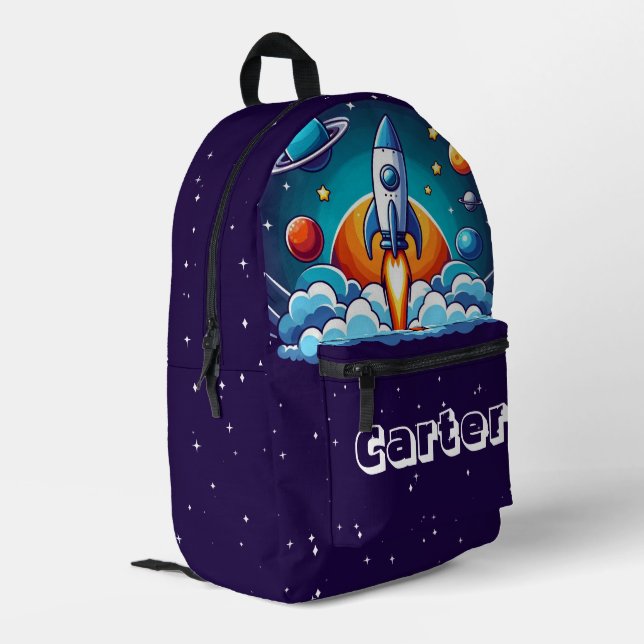Sac À Dos Imprimé Retro, fusée spatiale (Coin arrière gauche)