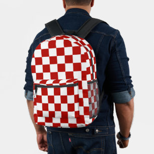 Sac À Dos Imprimé Rétro géométrique rouge carré Checker