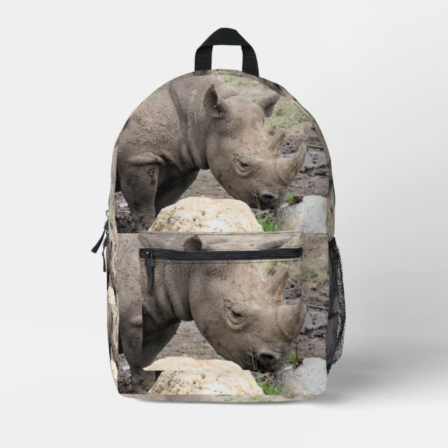 Sac À Dos Imprimé Rhino noir (Recto)