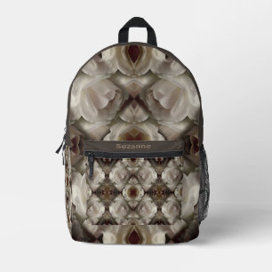 Sac À Dos Imprimé Rose blanche Floral Abstrait Personnalisé
