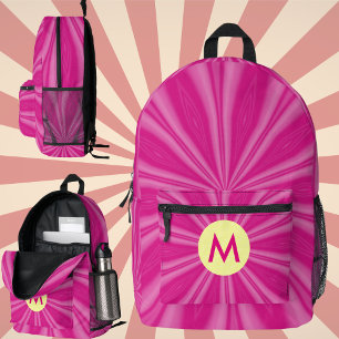 Sac À Dos Imprimé Rose chaud soleil éclat Monogramme jaune Cercle