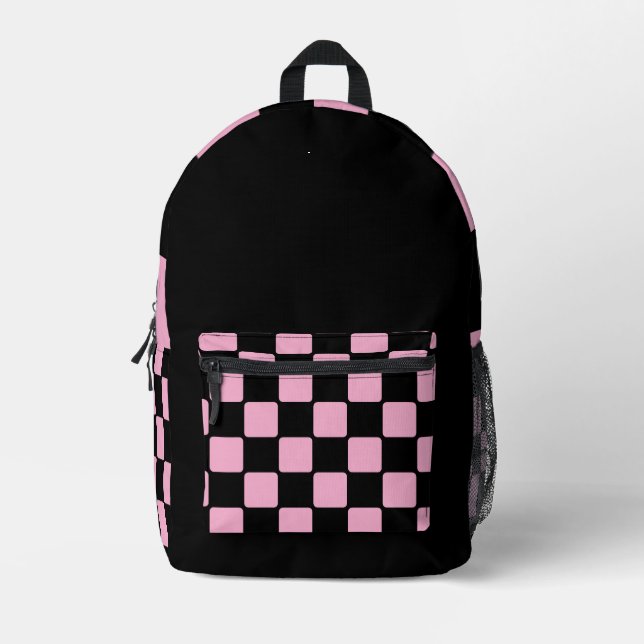 Sac À Dos Imprimé Rose clair et noir Motif unique pour l'école (Recto)
